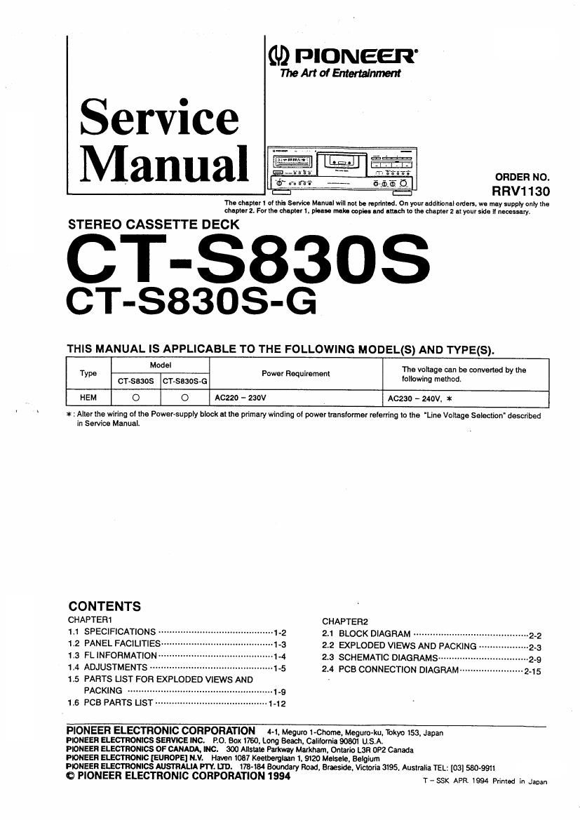 pioneer cts 830 s service manual