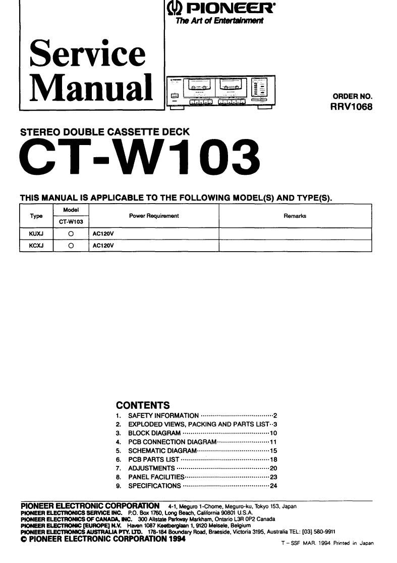 pioneer ctw 103 service manual