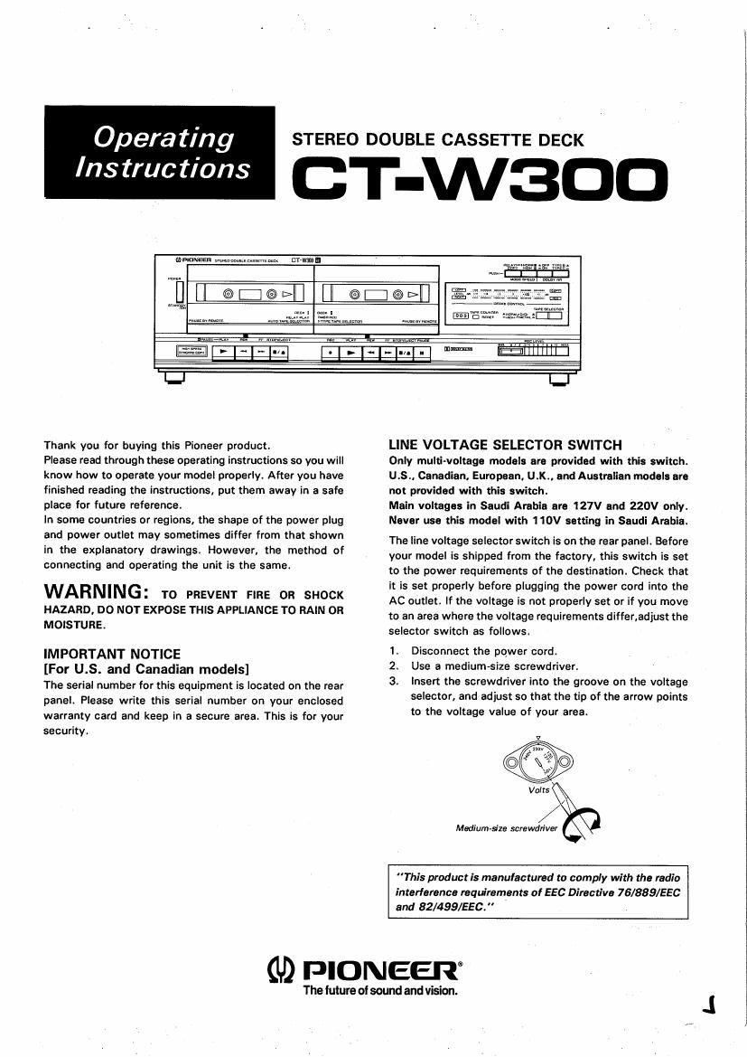 pioneer ctw 300 owners manual