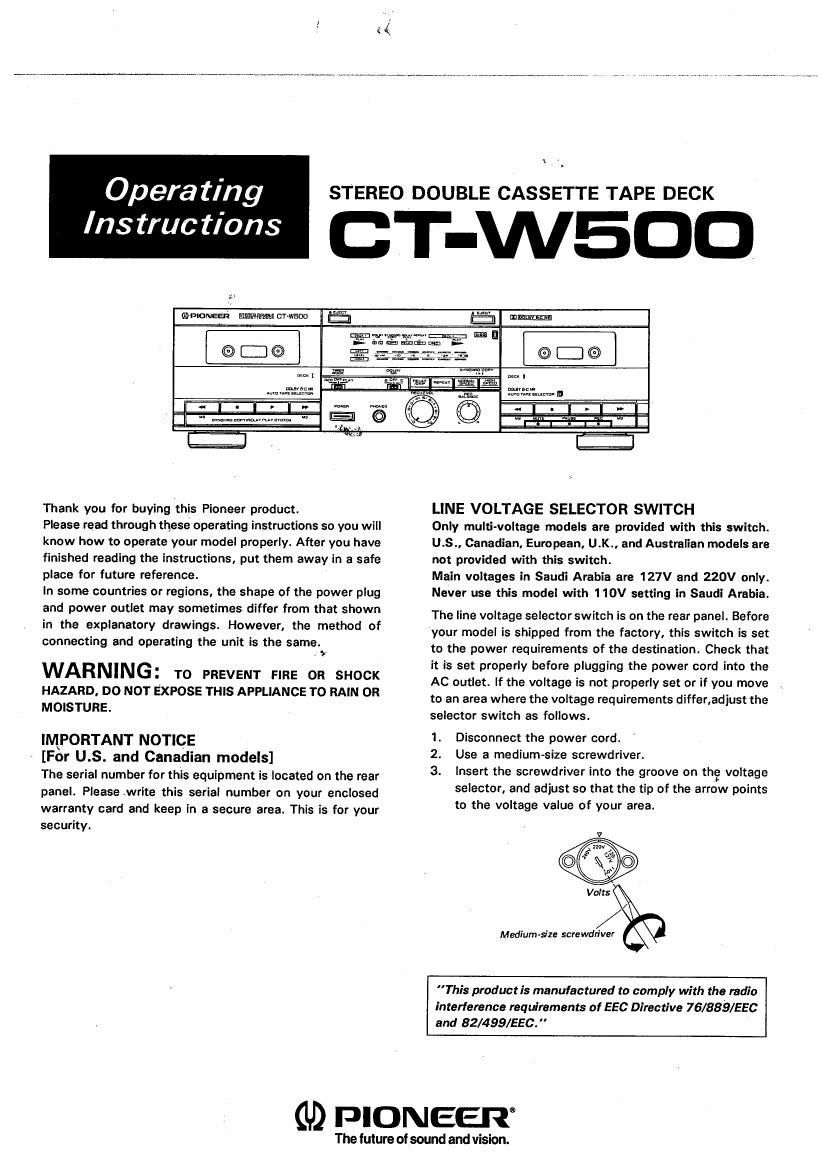 pioneer ctw 500 owners manual