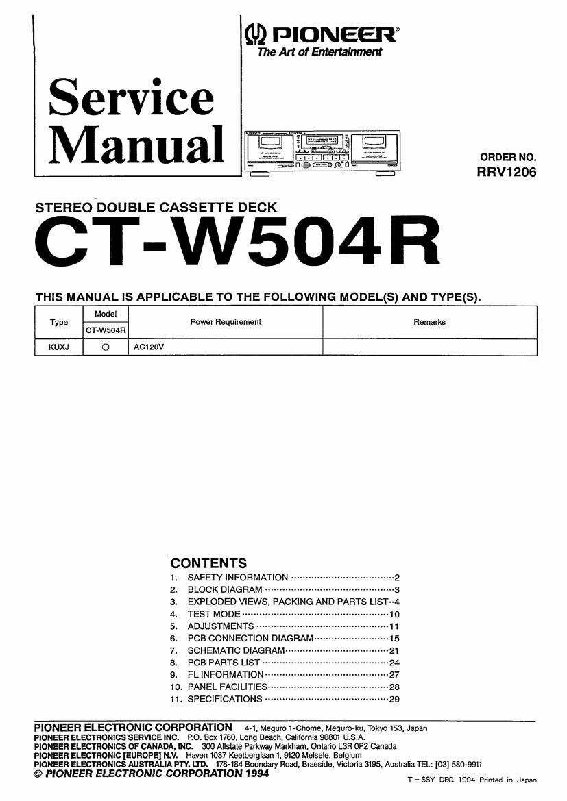 pioneer ctw 504 r service manual