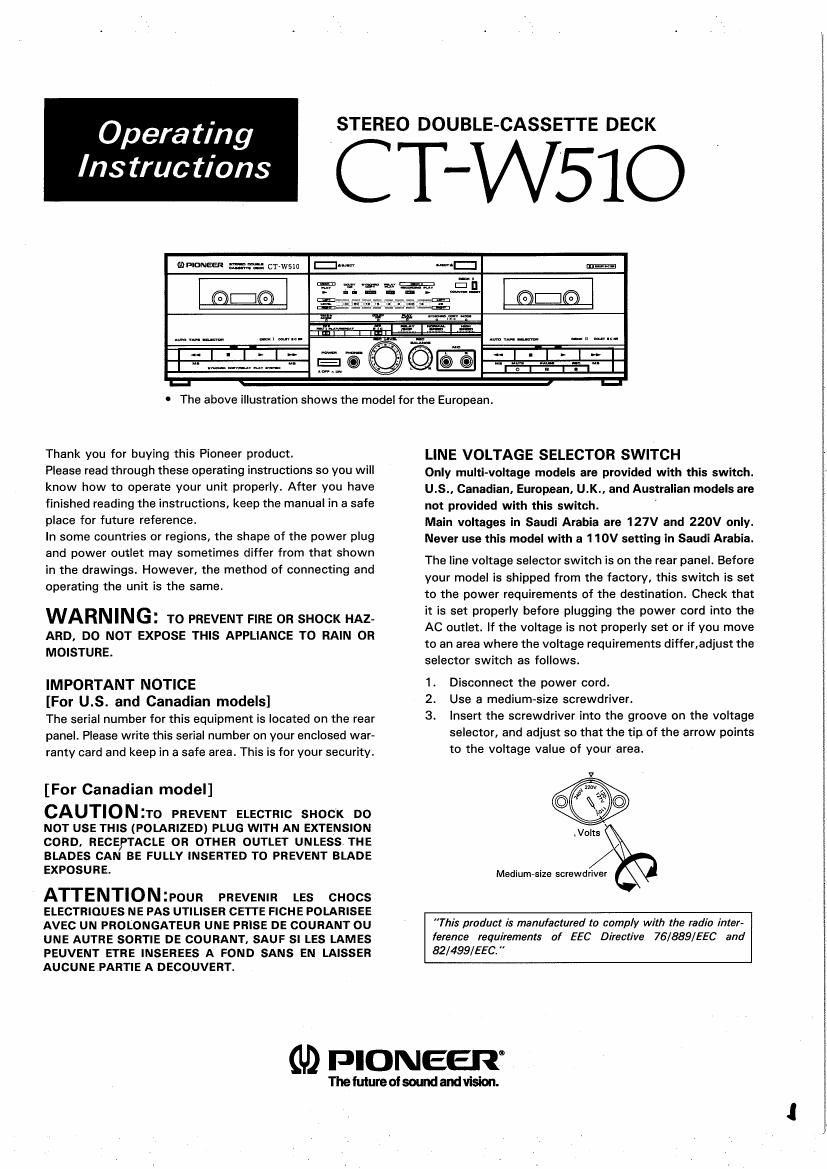 pioneer ctw 510 d owners manual
