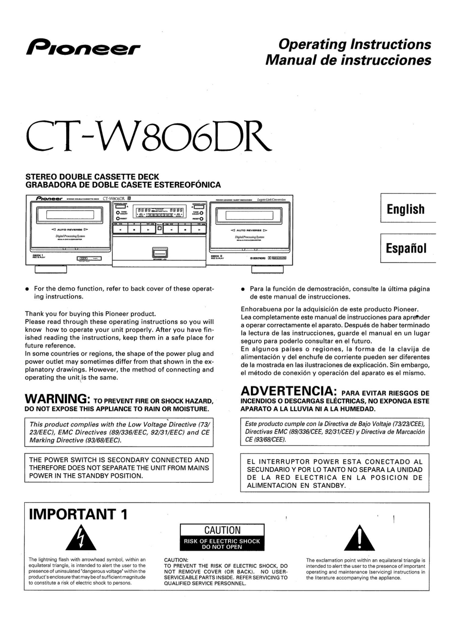 pioneer ctw 806 dr owners manual