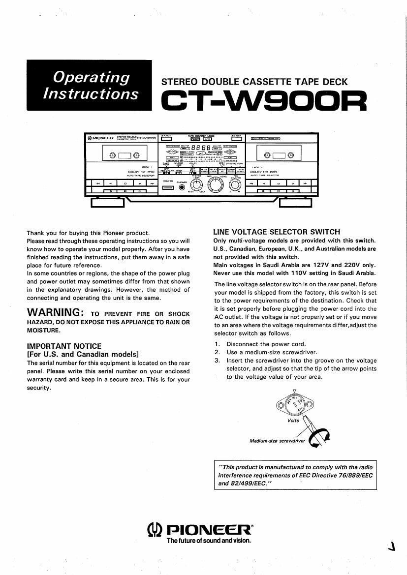 pioneer ctw 900 r owners manual