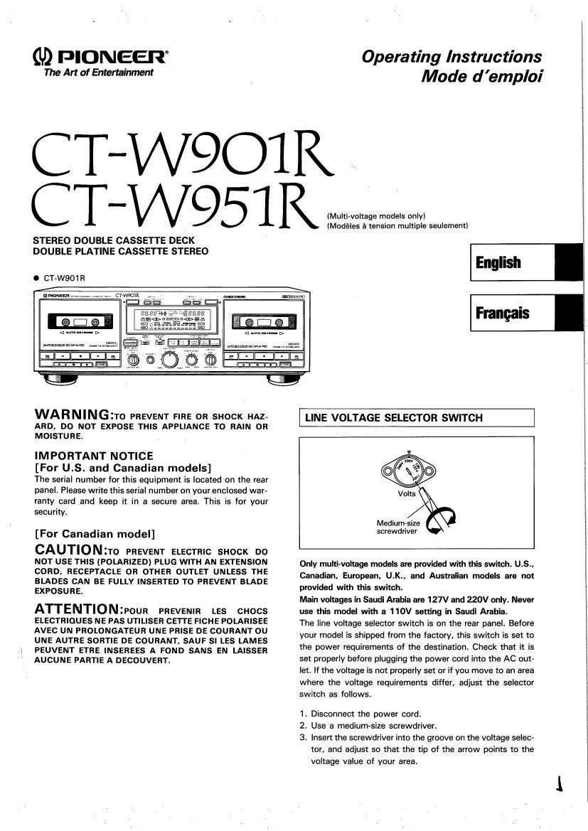 pioneer ctw 901 r owners manual