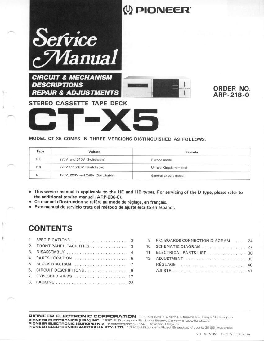 pioneer ctx 5 service manual