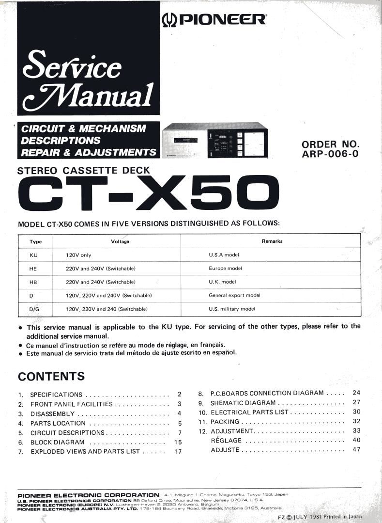 pioneer ctx 50 service manual