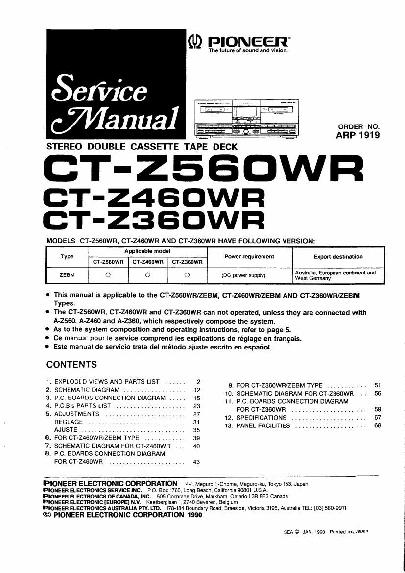 pioneer ctz 560 wr service manual