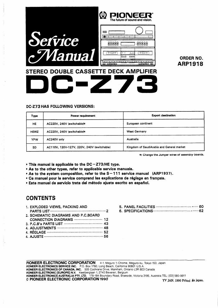 pioneer dcz 73 service manual