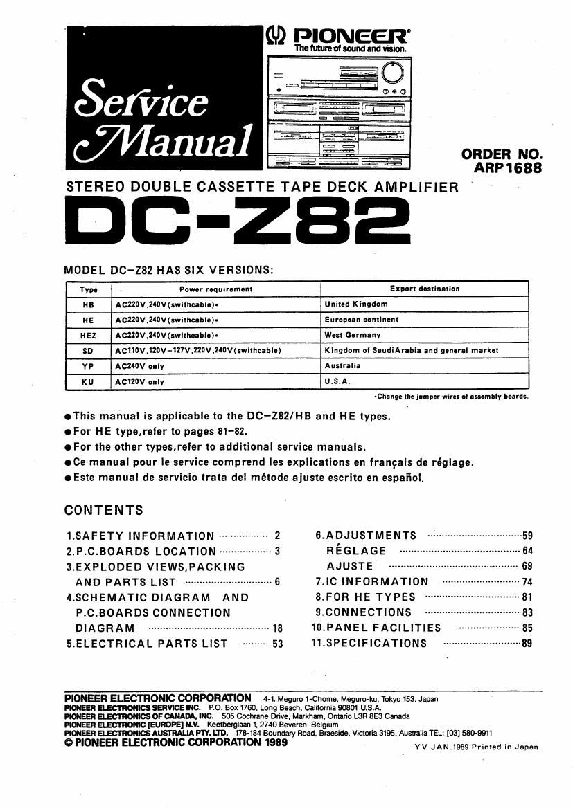 pioneer dcz 82 service manual