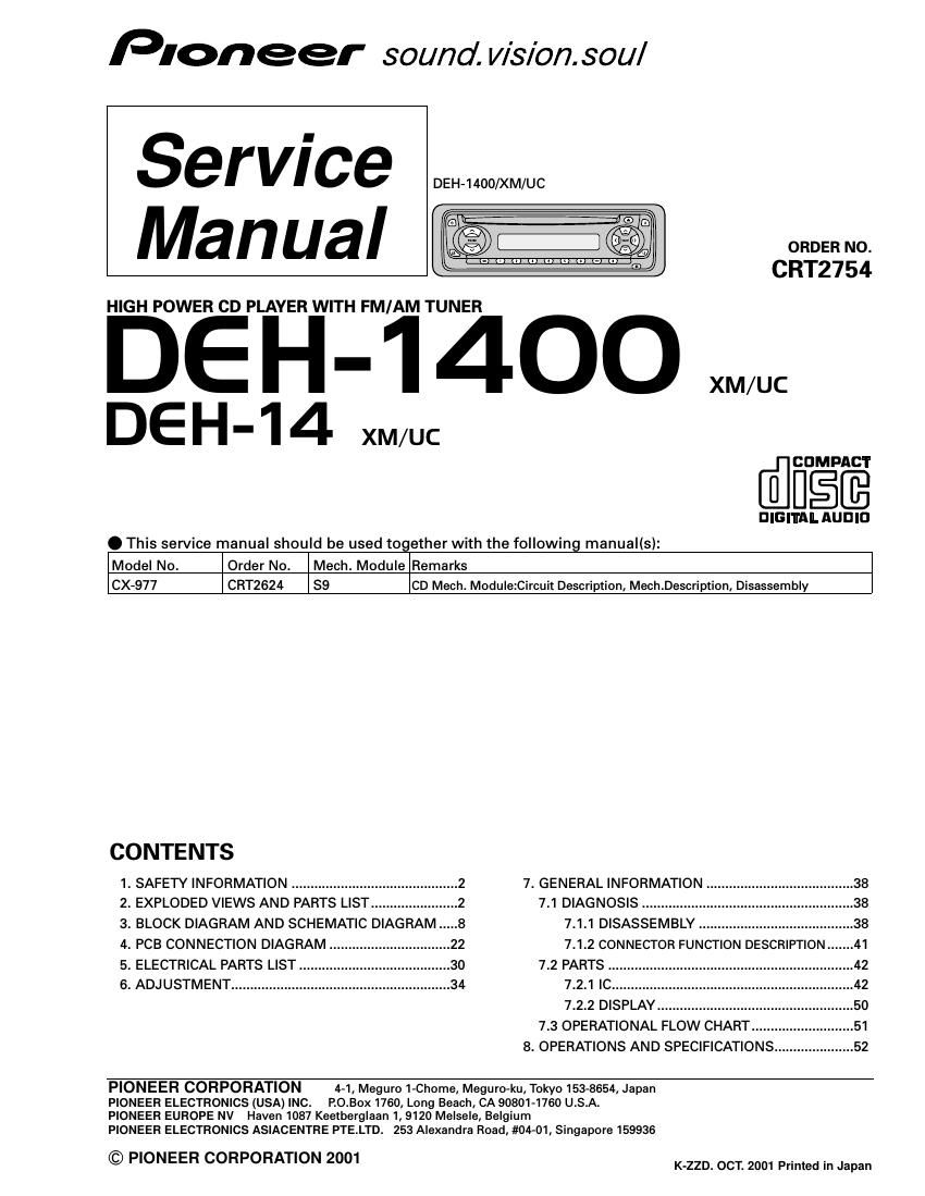 pioneer deh 14 service manual