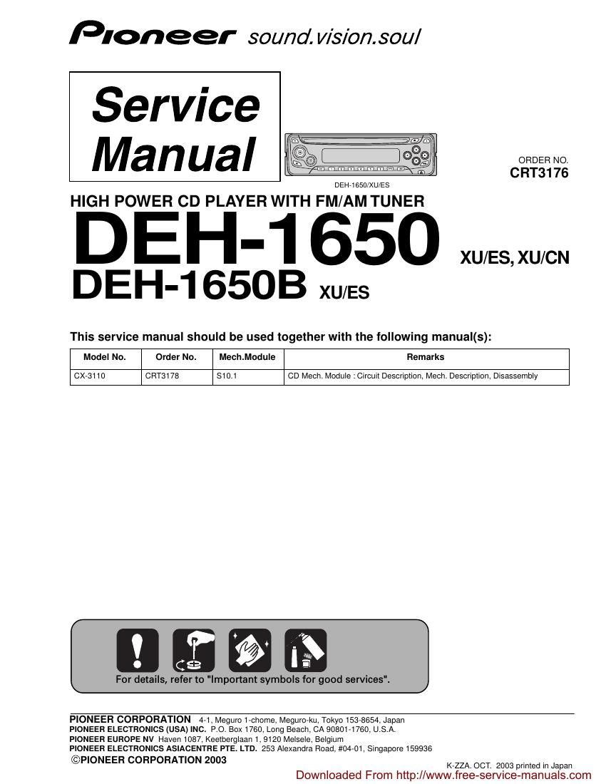 pioneer deh 1650 service manual