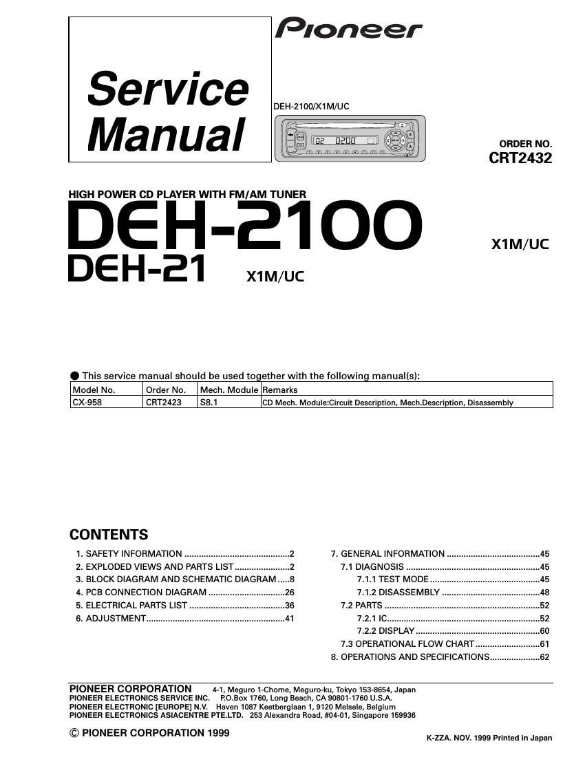 pioneer deh 21 service manual