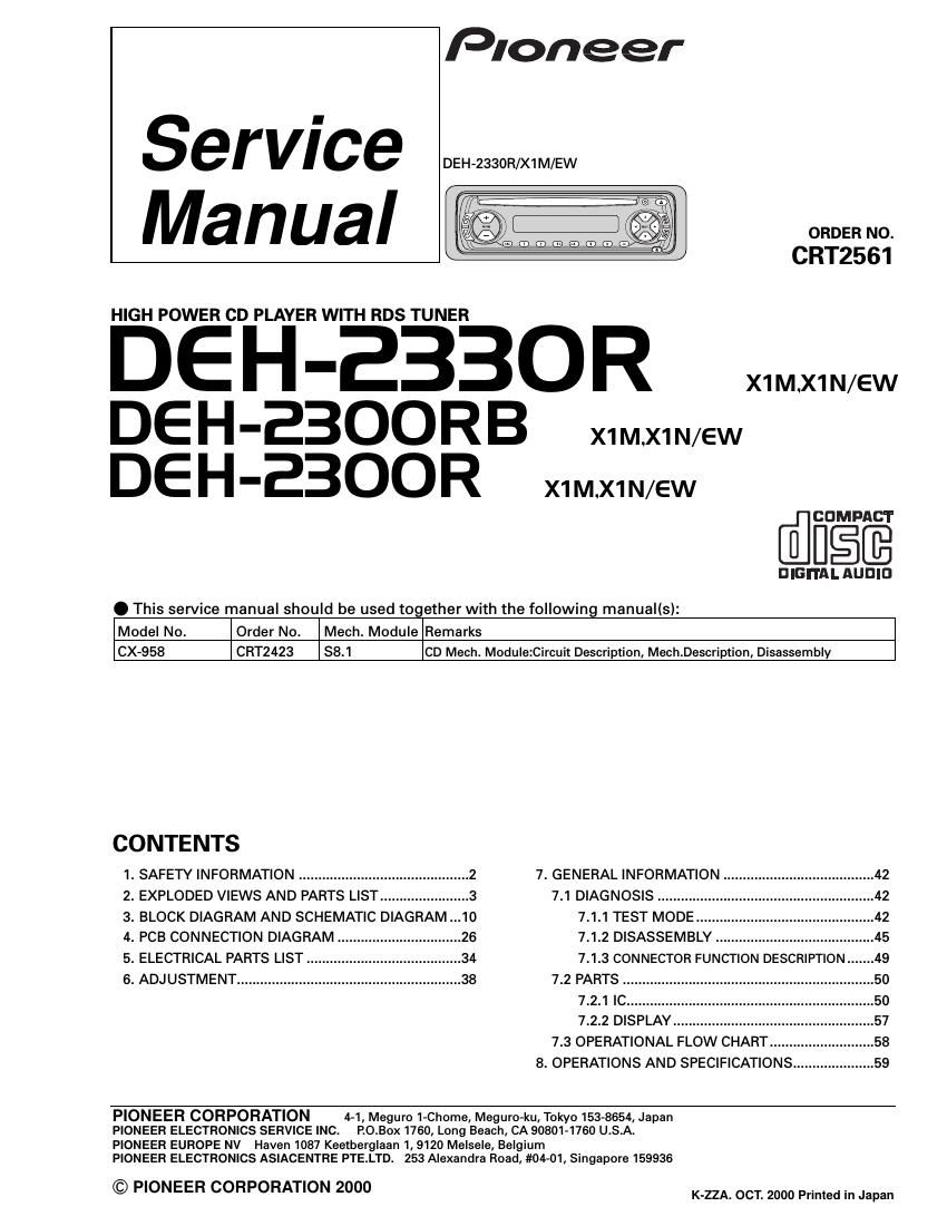 pioneer deh 2300 rb service manual