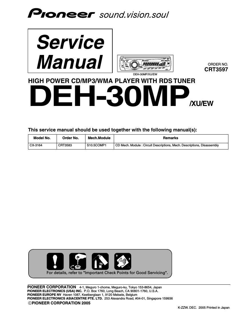 pioneer deh 30 mp service manual