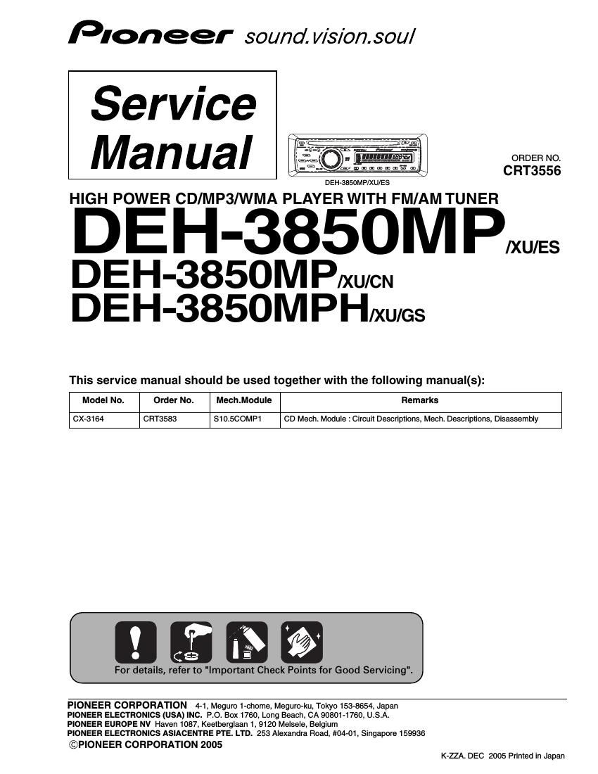 pioneer deh 3850 mp service manual