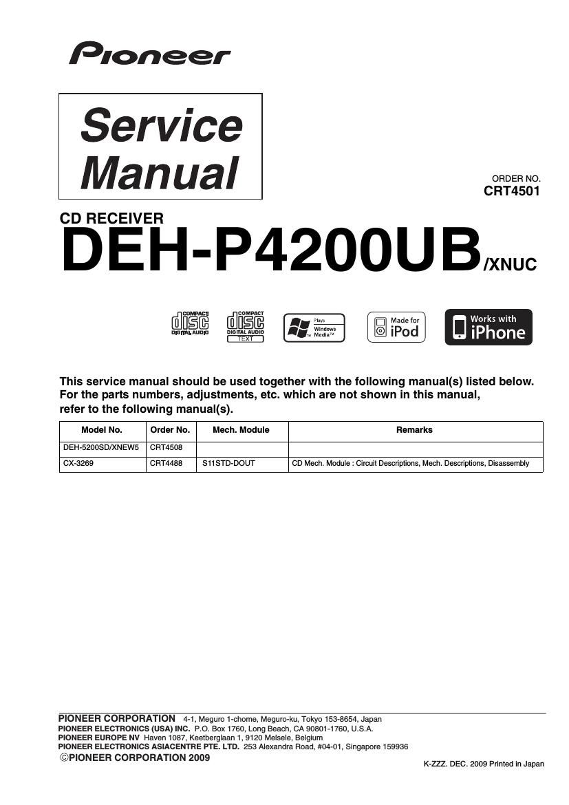 pioneer deh 4200 ub service manual