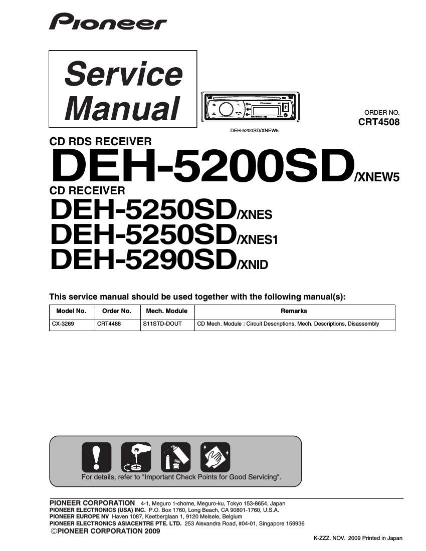 pioneer deh 5250 sd service manual