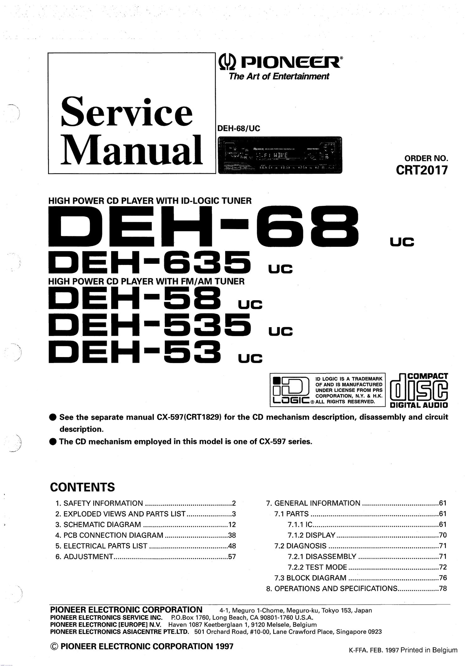 pioneer deh 53 service manual