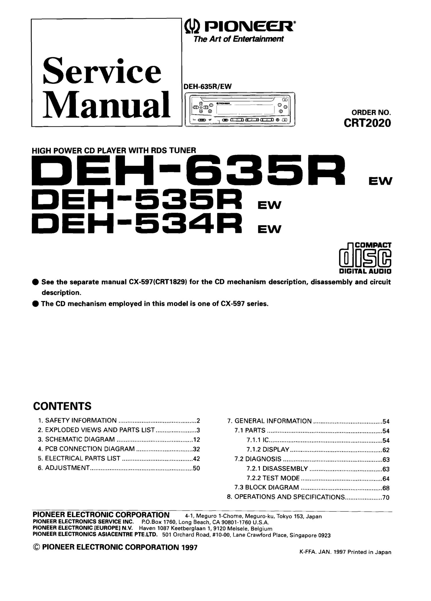 pioneer deh 635 r service manual