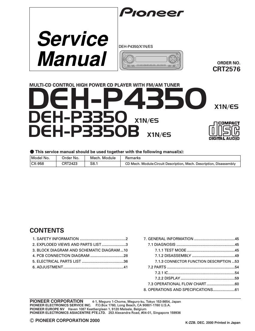 pioneer dehp 3350 b service manual