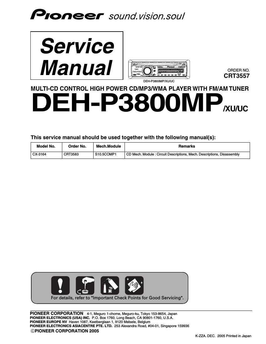 pioneer dehp 3800 mp service manual