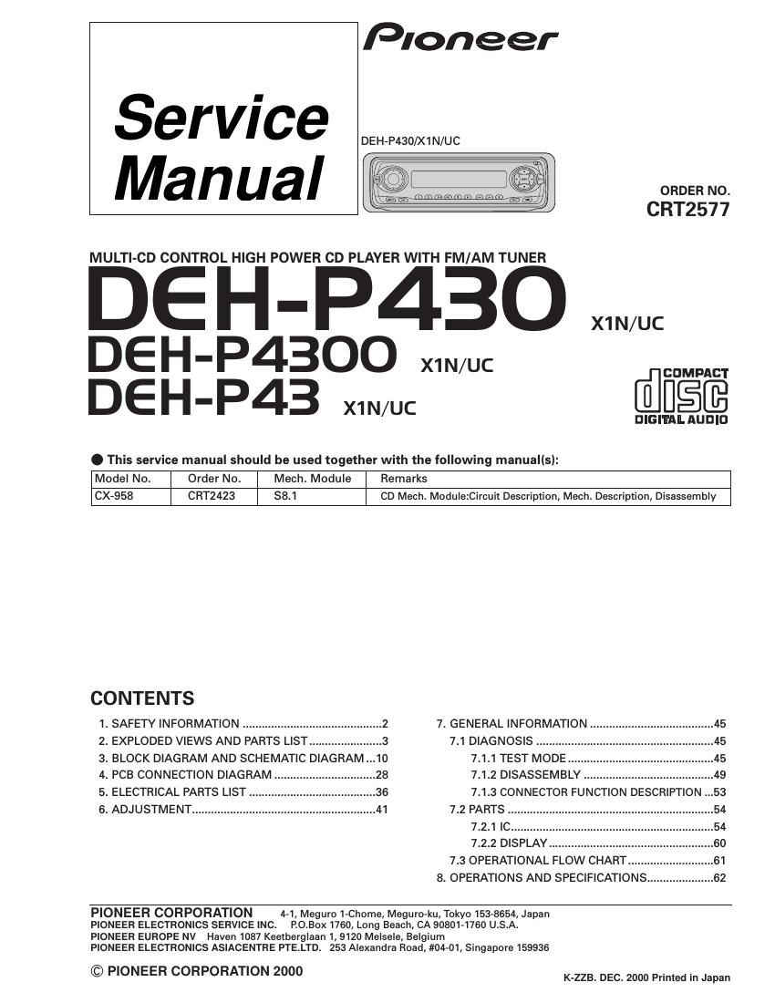pioneer dehp 430 service manual