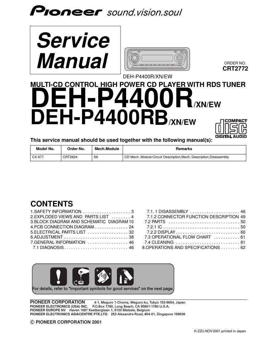 pioneer dehp 4400 r service manual