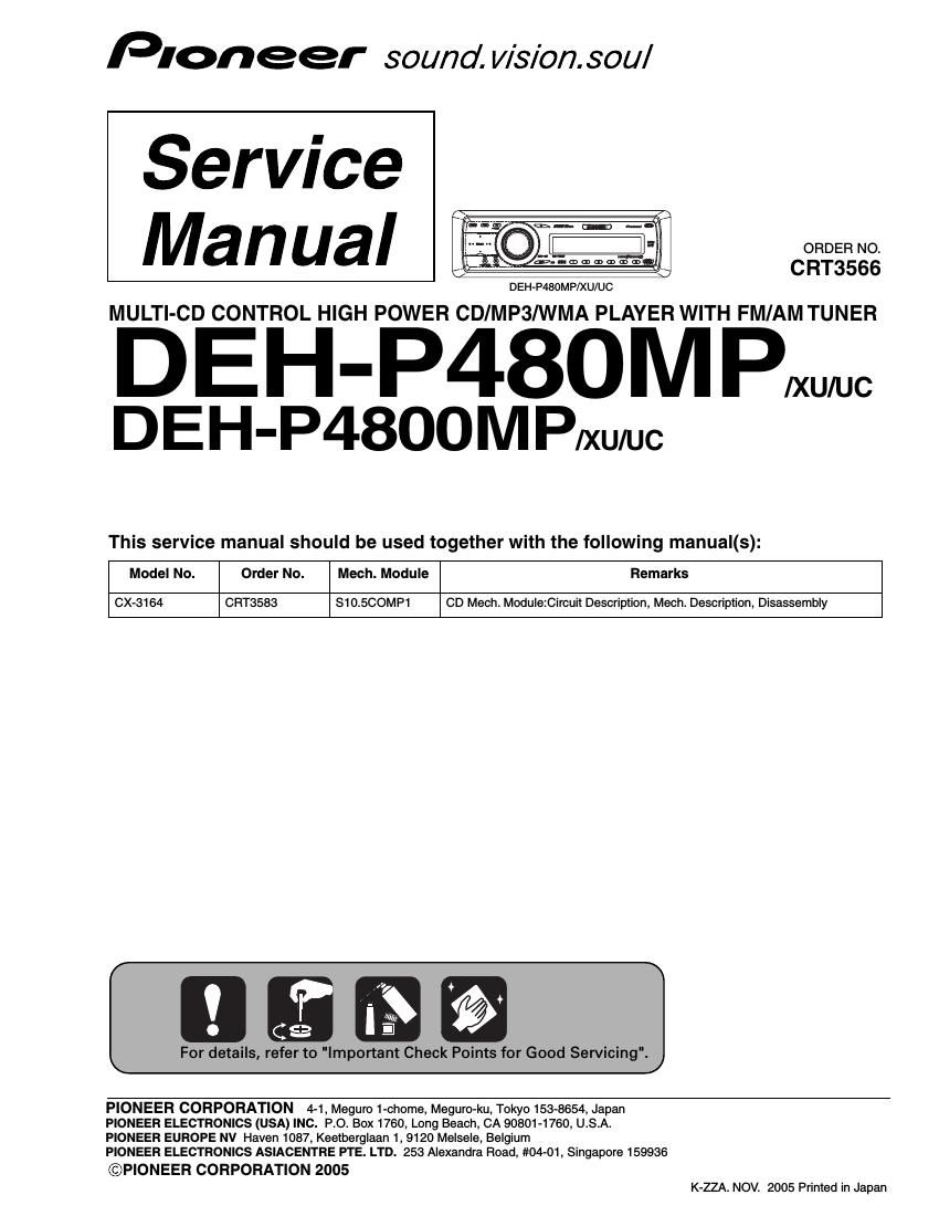 pioneer dehp 480 mp service manual