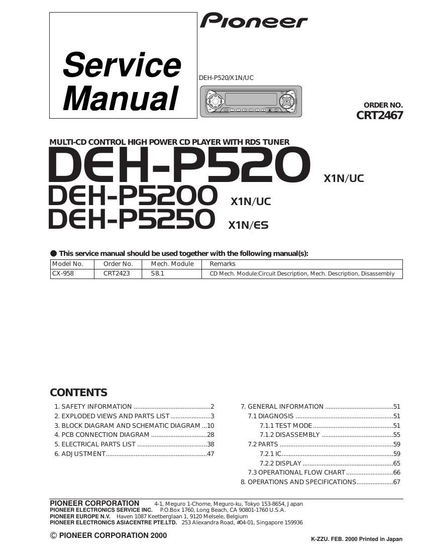 pioneer dehp 5200 service manual