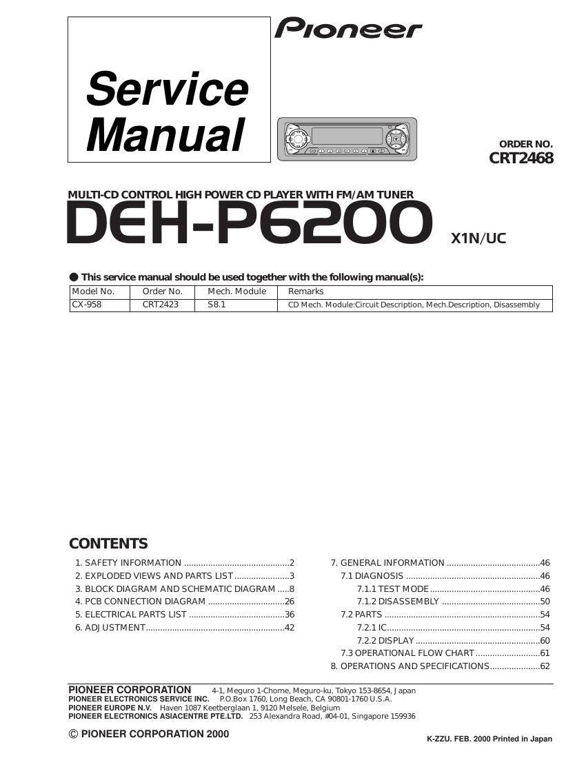 pioneer dehp 6200 service manual