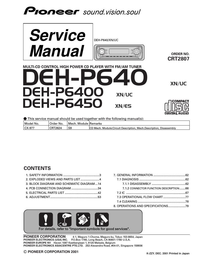 pioneer dehp 6450 service manual