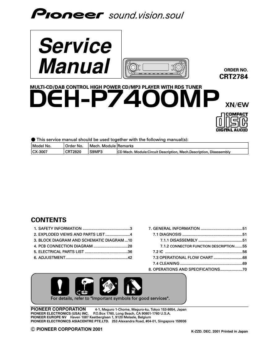 pioneer dehp 7400 mp service manual