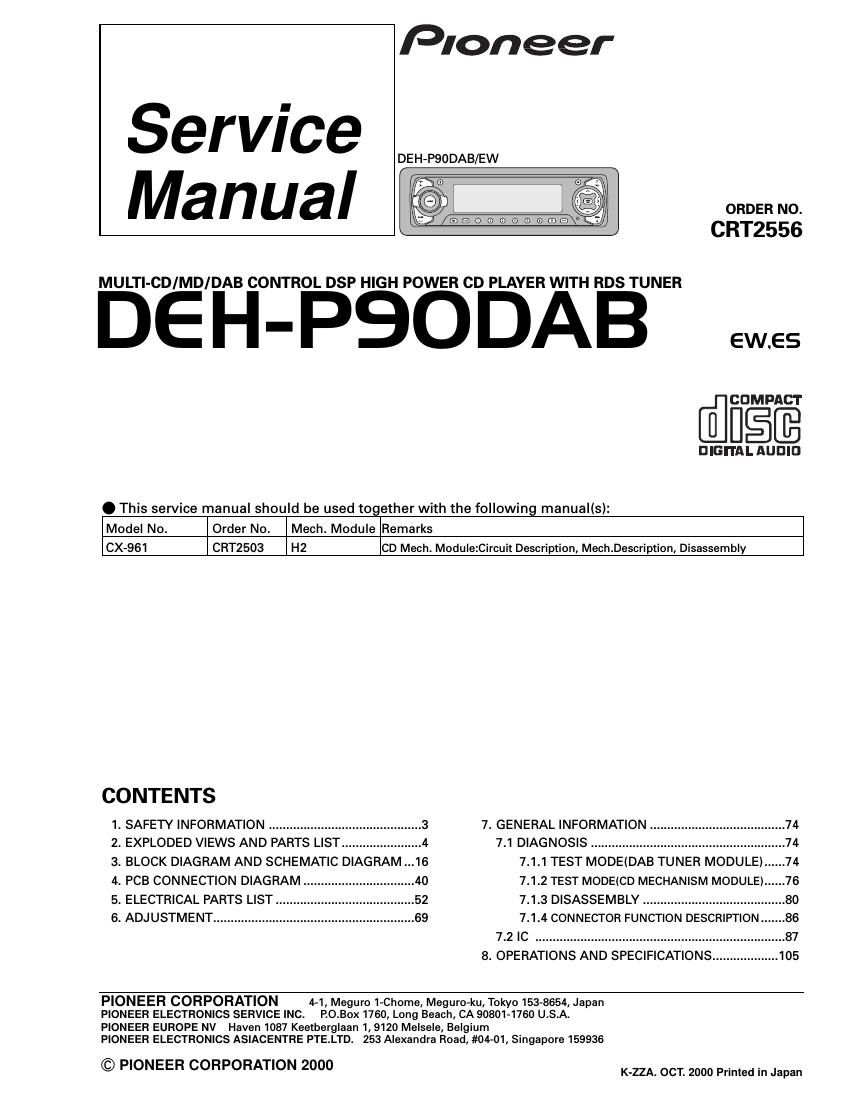 pioneer dehp 90 dab service manual