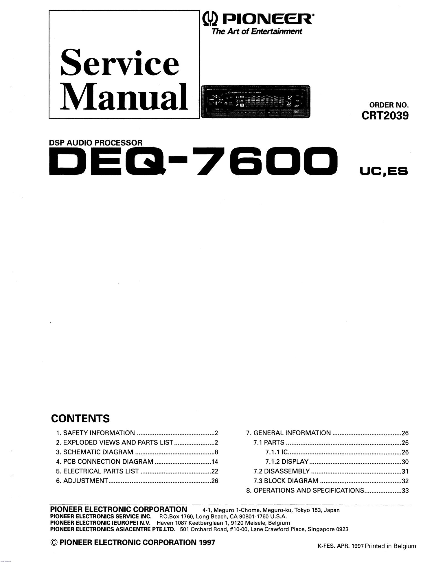 pioneer deq 7600 service manual