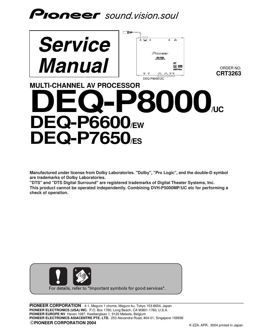 pioneer deqp 6600 service manual