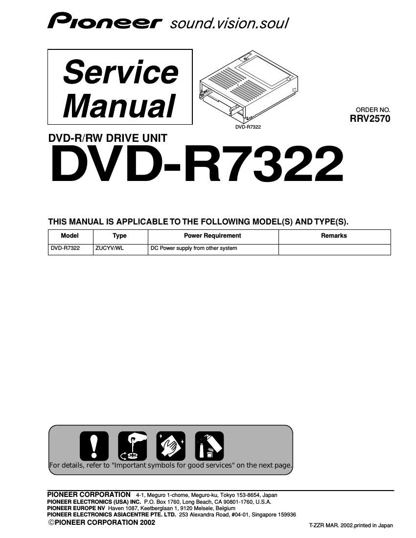 pioneer dvdr 7322 service manual