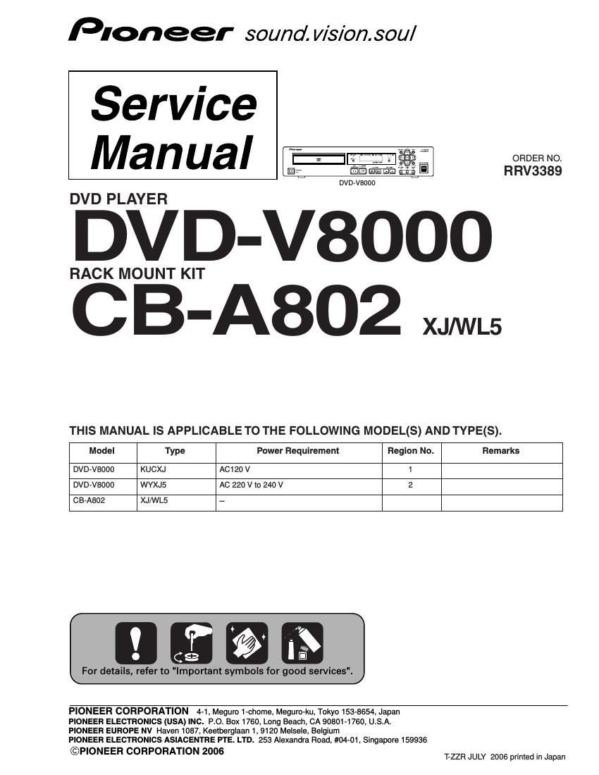 pioneer dvdvp 8000 service manual