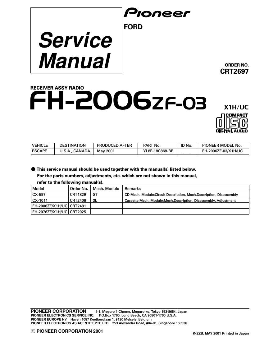 pioneer fh 2006 zf 03 service manual