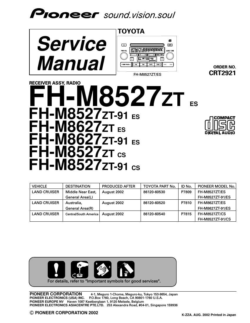 pioneer fhm 8527 zt service manual