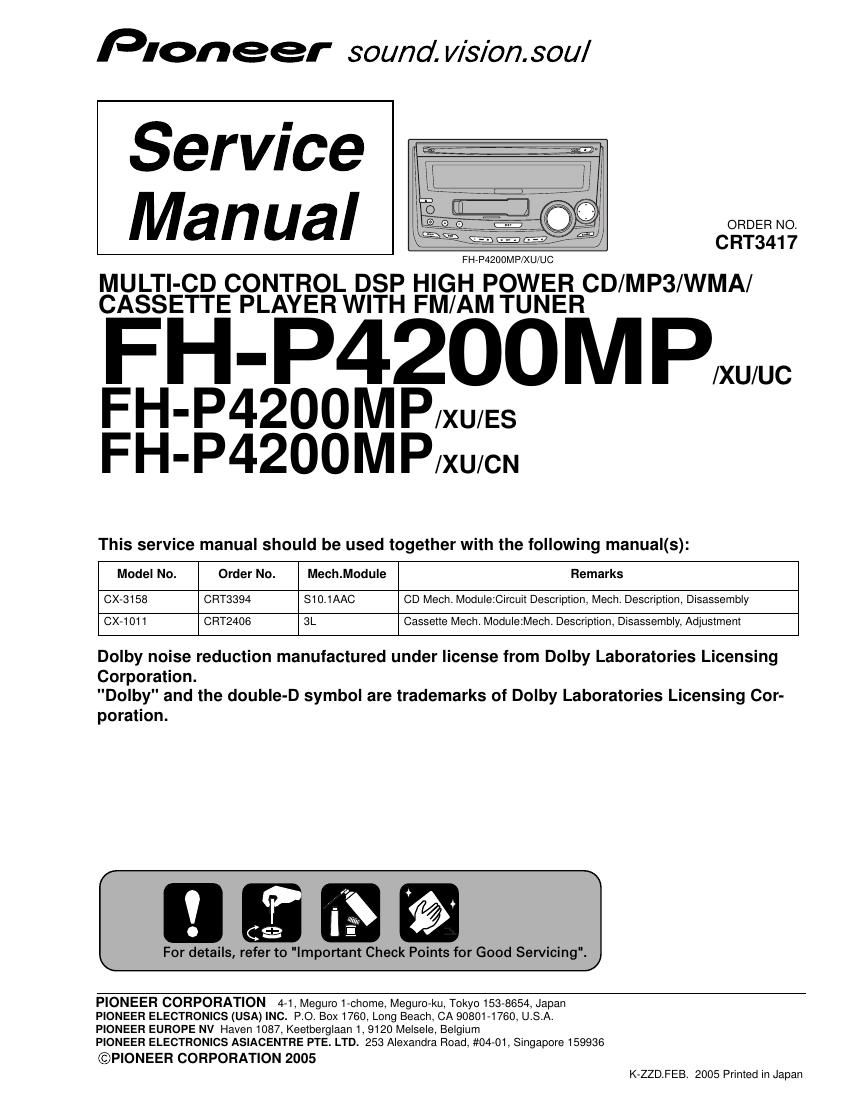 pioneer fhp 4200 mp service manual
