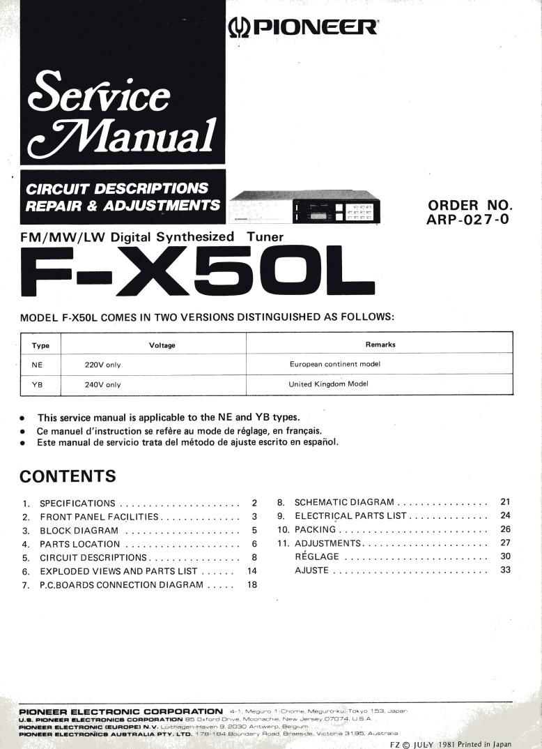 pioneer fx 50 l schematic