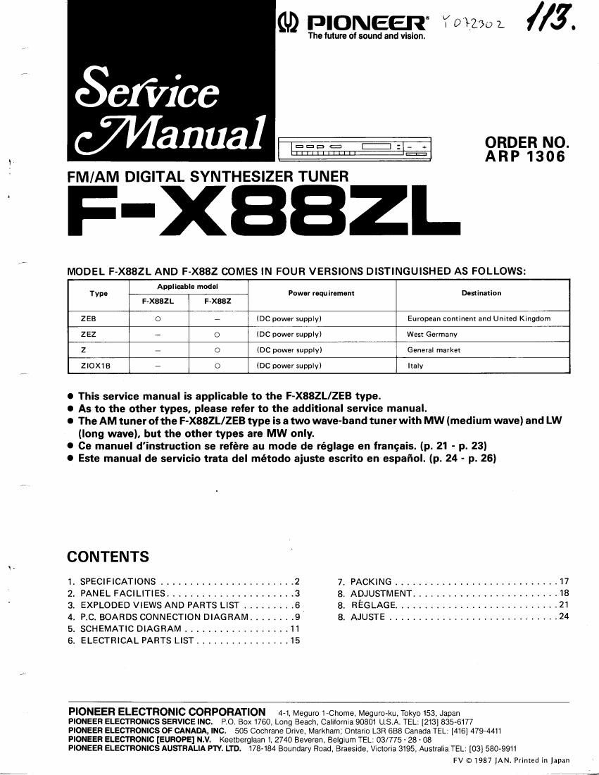 pioneer fx 88 zl service manual