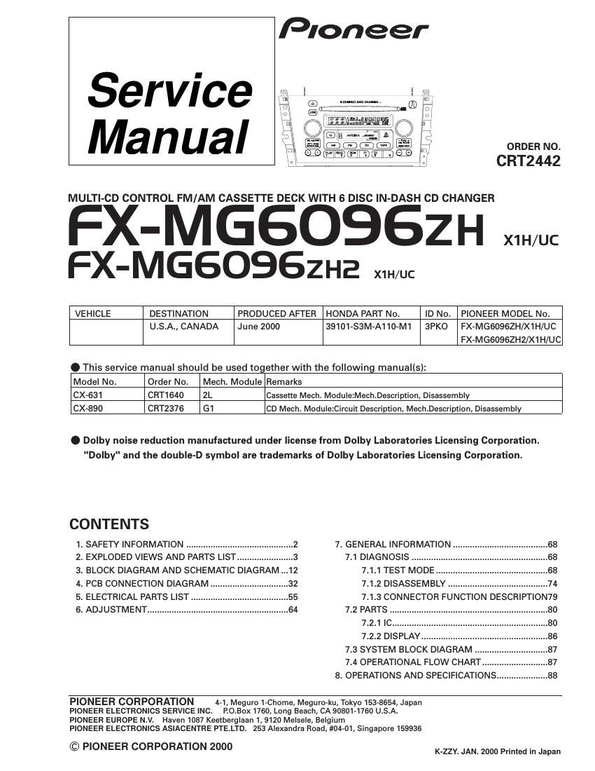 pioneer fxmg 6096 zh 2 service manual