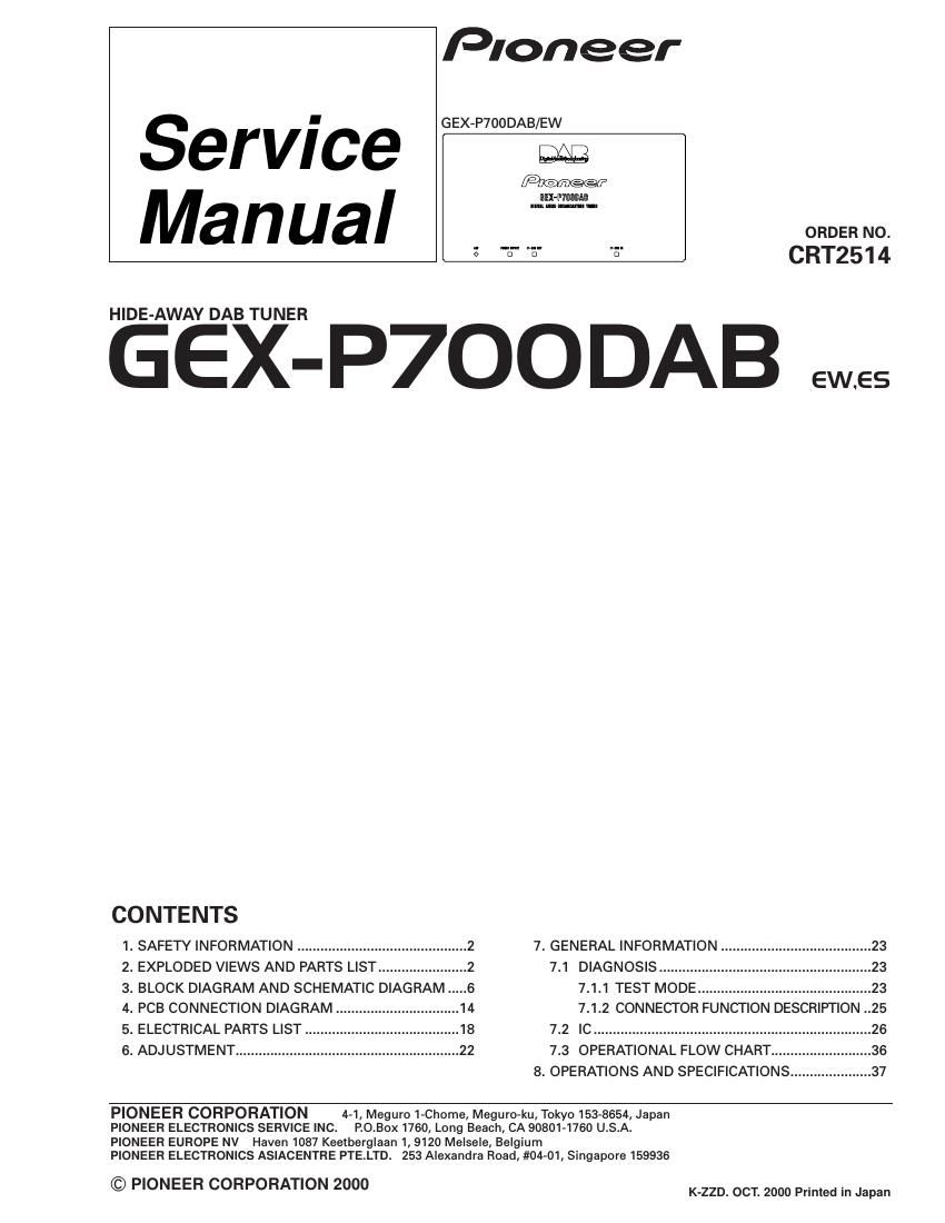 pioneer gexp 700 dab service manual