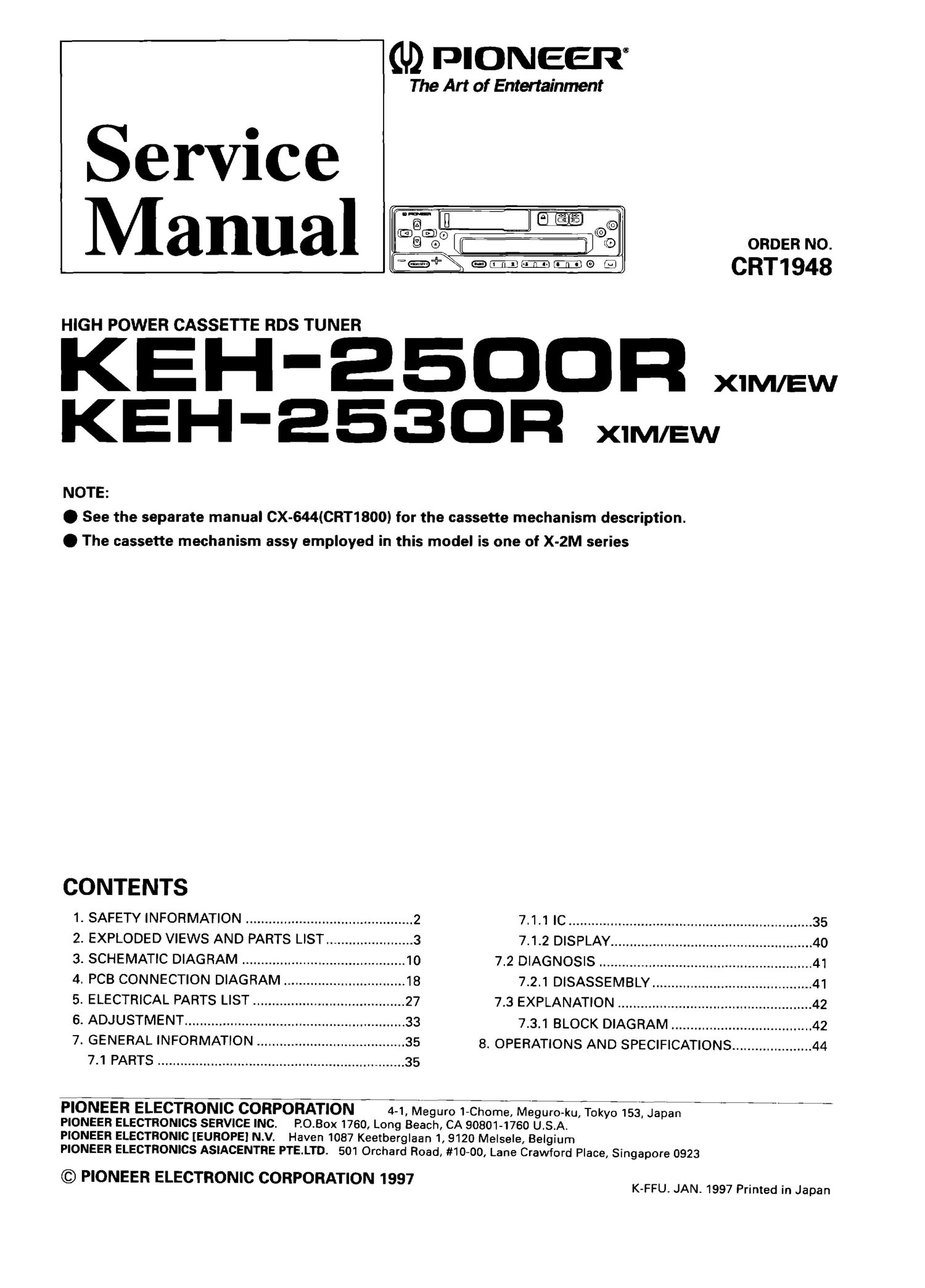 pioneer keh 2500 r service manual