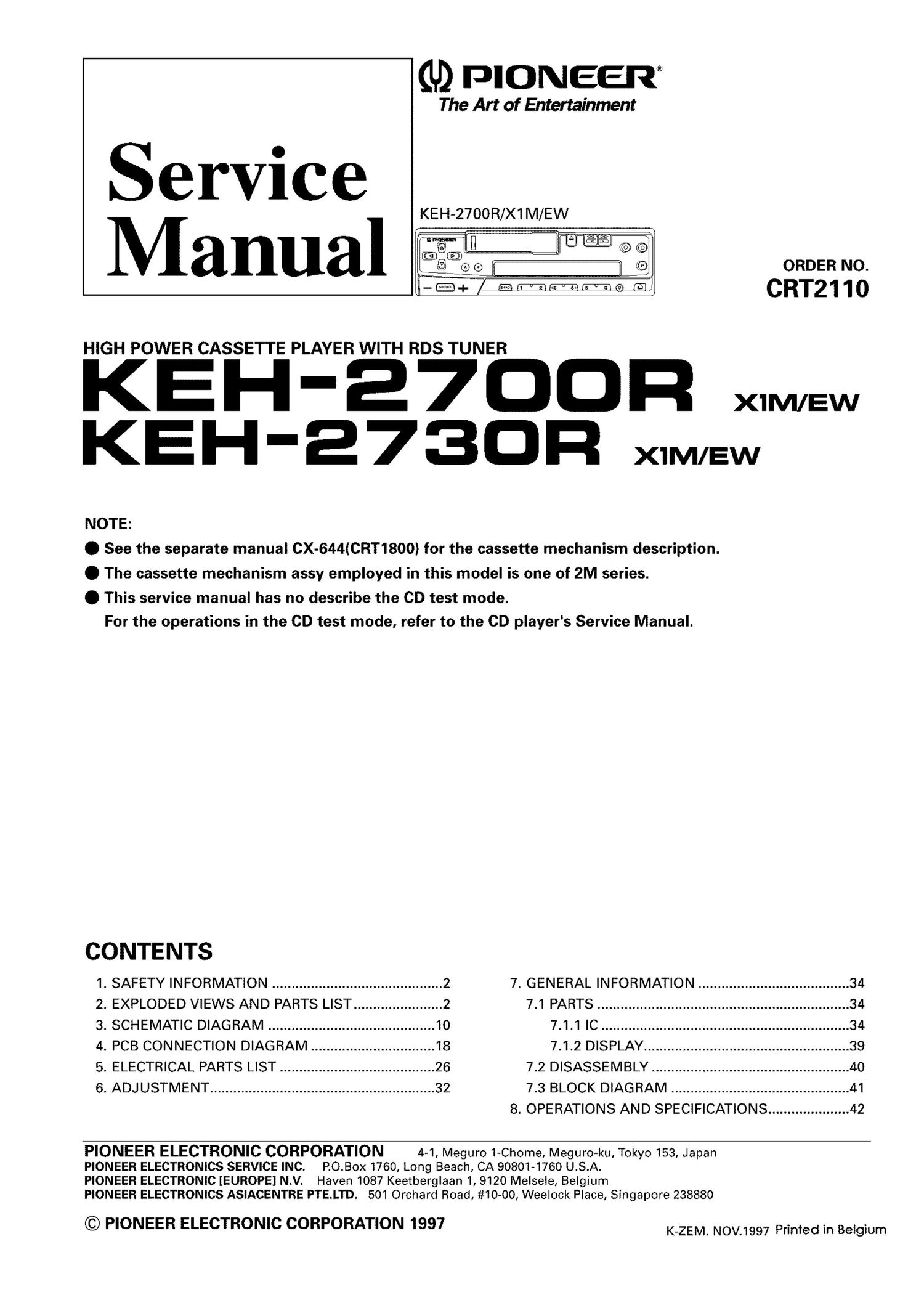 pioneer keh 2730 r service manual