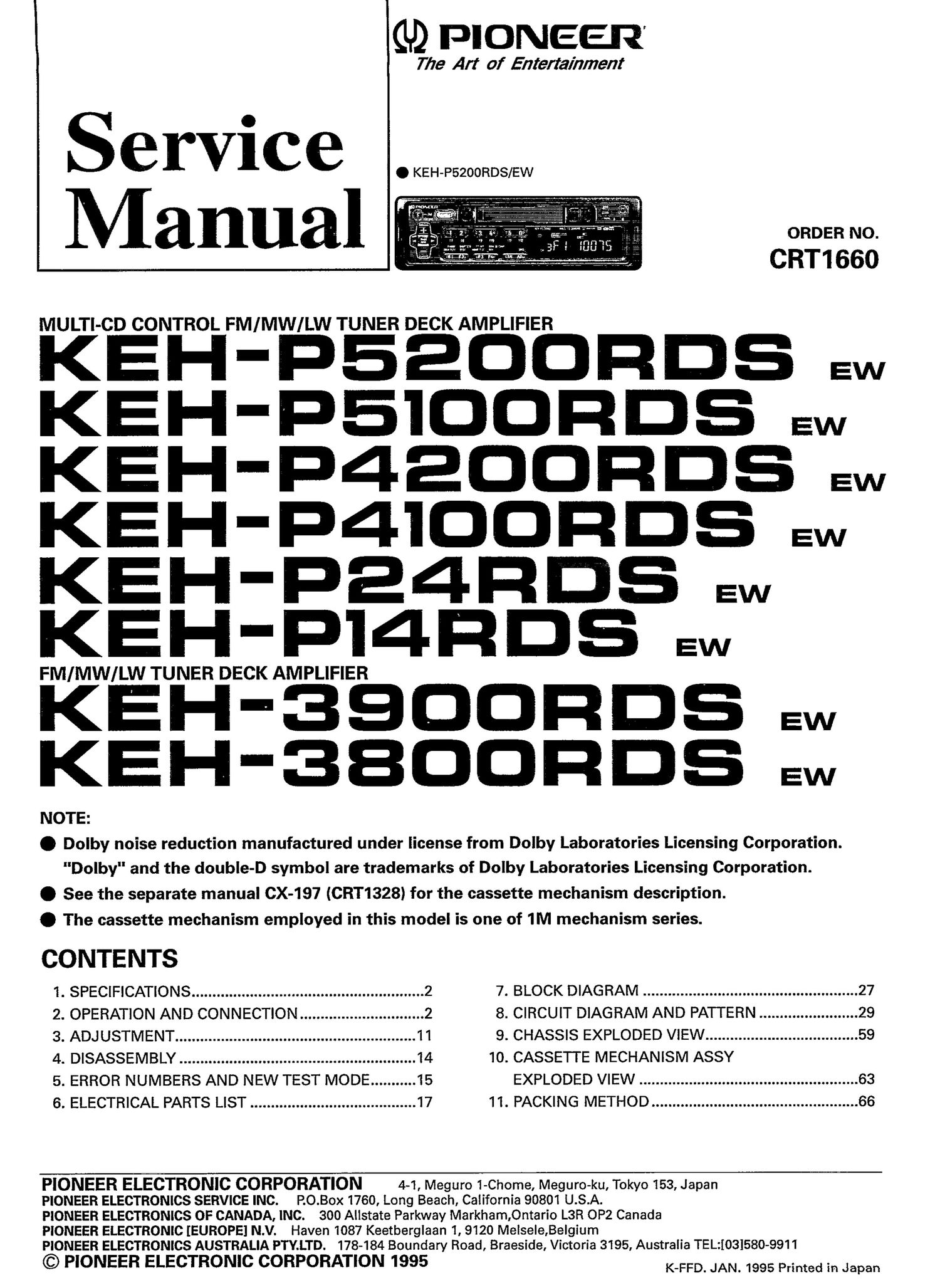 pioneer keh 3800 rds service manual