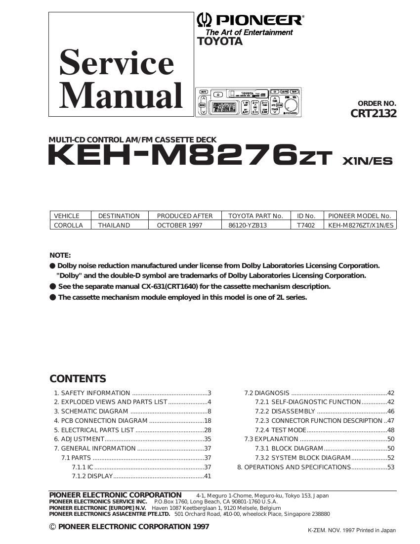 pioneer kehm 8276 zt service manual