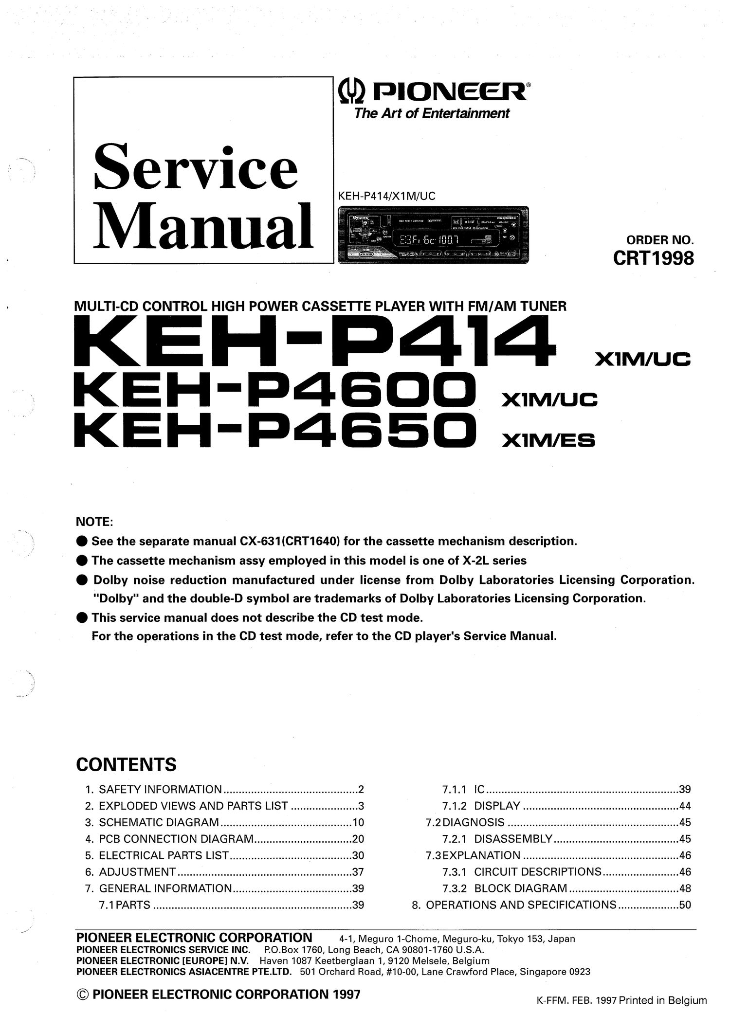 pioneer kehp 414 service manual